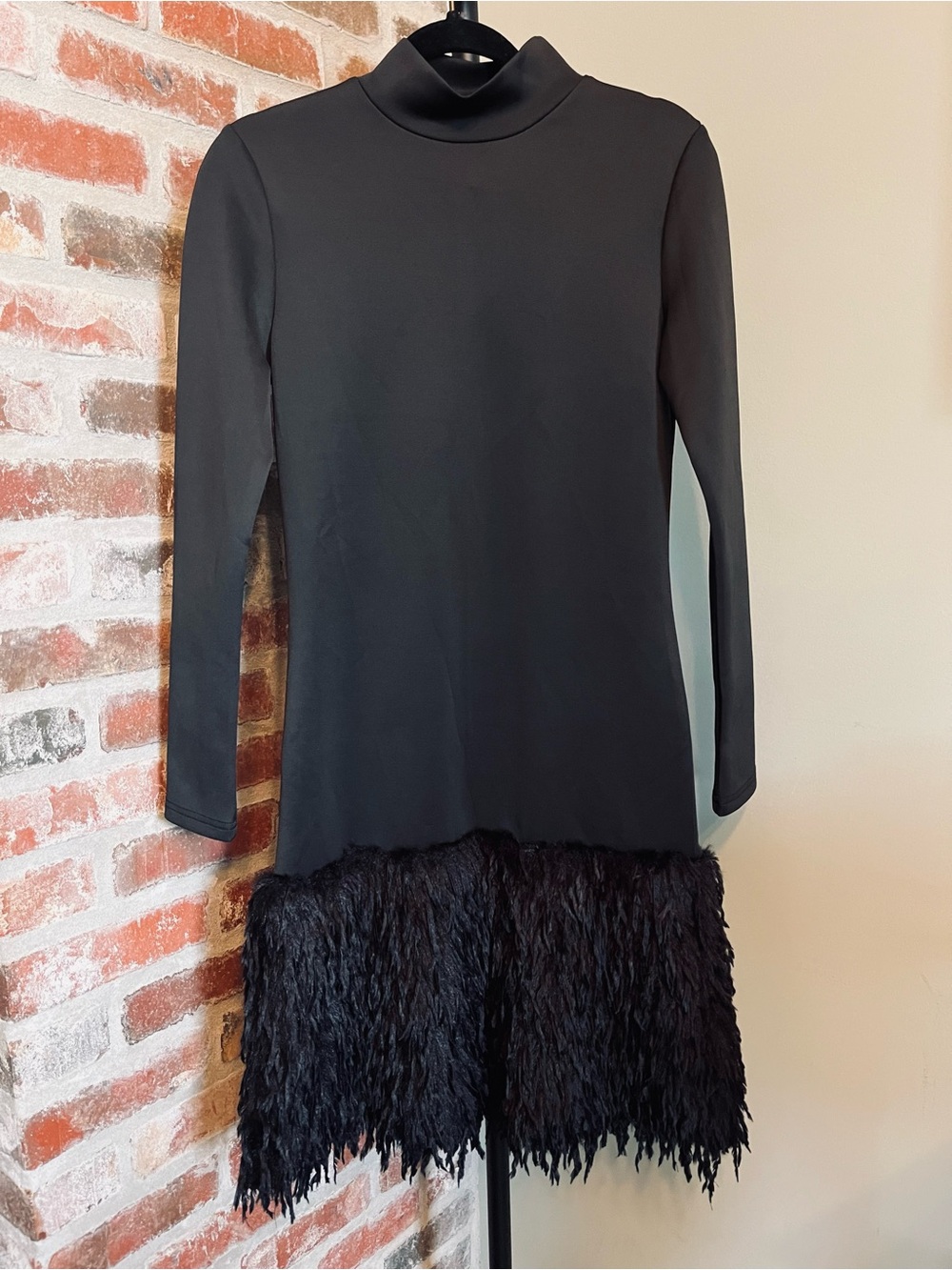 Oyrosy black high-neck, long-sleeve mini dress NWT | size small